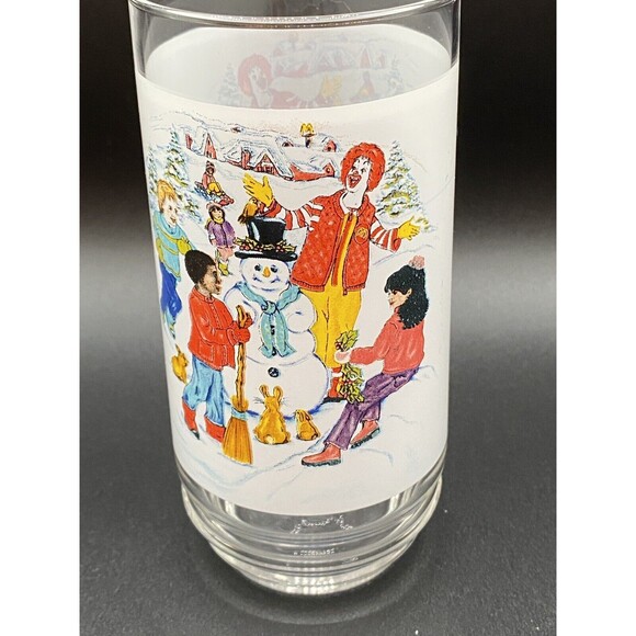 Vintage Ronald McDonalds Winter Snowman Christmas Collectible Drinking Glass - Picture 3 of 9